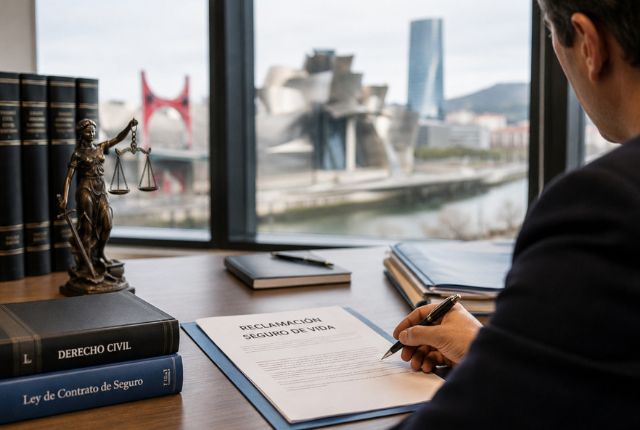 Genera fotos para un post sobre abogado reclamar seguro de vida Bilbao